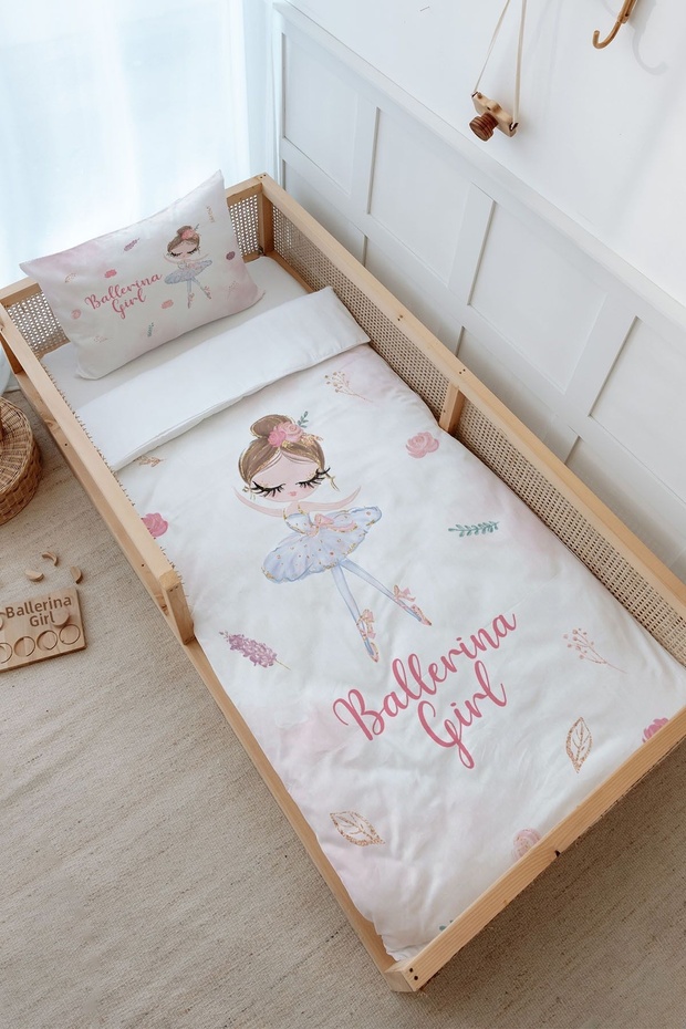 Single Duvet Cover and Fitted Sheet Set - Iconic Series - White Tutu Ballerina
