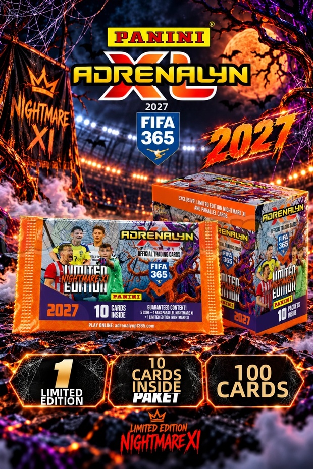 Panini Fifa 365 Adrenalyn XL 2027 Nightmare Xi Limited Edition Football Player Card - 100 Cards