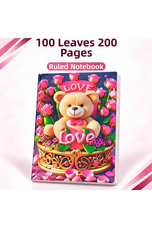 Puffy Cotton Patterned Covered 13*21 Lined Notebook 100 Sheets 200 Pages