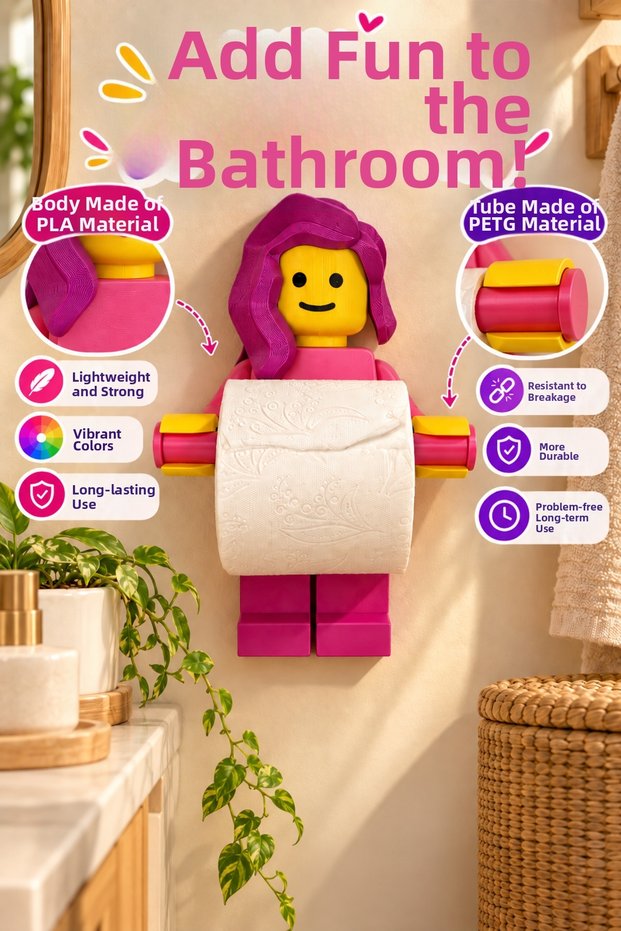 Girl Model Large Size Toilet Paper Holder with Lego Figures