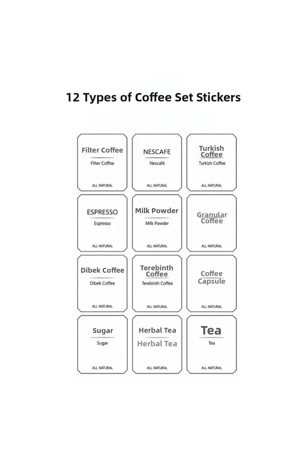 12 Pcs White Coffee Set Label Waterproof Framed Coffee Corner Set Label 5.4 X 4.5cm Sticker Label