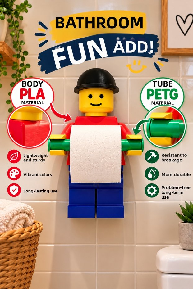 Hat-Wearing Model Large Size Toilet Paper Holder with Lego Figure