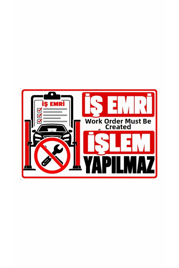 No Work Order No Work Done Auto Service Maintenance Warning Sign 50X30Cm Size