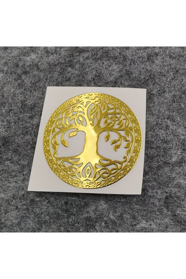 1Pc Golden 1 Piece/2 Pieces Self-Adhesive Tree of Life Metal Stickers - Phone and Laptop Decoration,