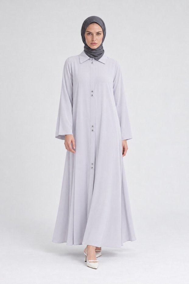 Double Button Detailed Ferace Gray