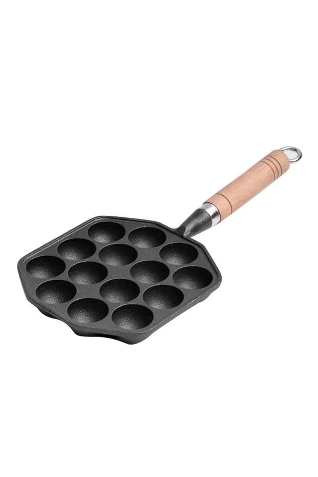 3118230024411 Octopus Meat Ball Mold Maker Easy To Clean 14 Holes Takoyaki Grill Pan Cast Iron Thick