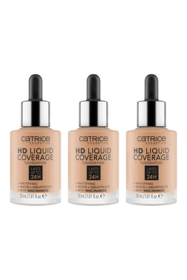 3 броя HD Liquid Coverage Foundation 040, 30 мл