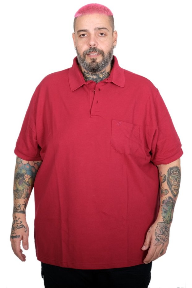 Fashion XL Battal Size Men's Tshirt Polo Collar Pocket Classic Pique 20552 Claret Red