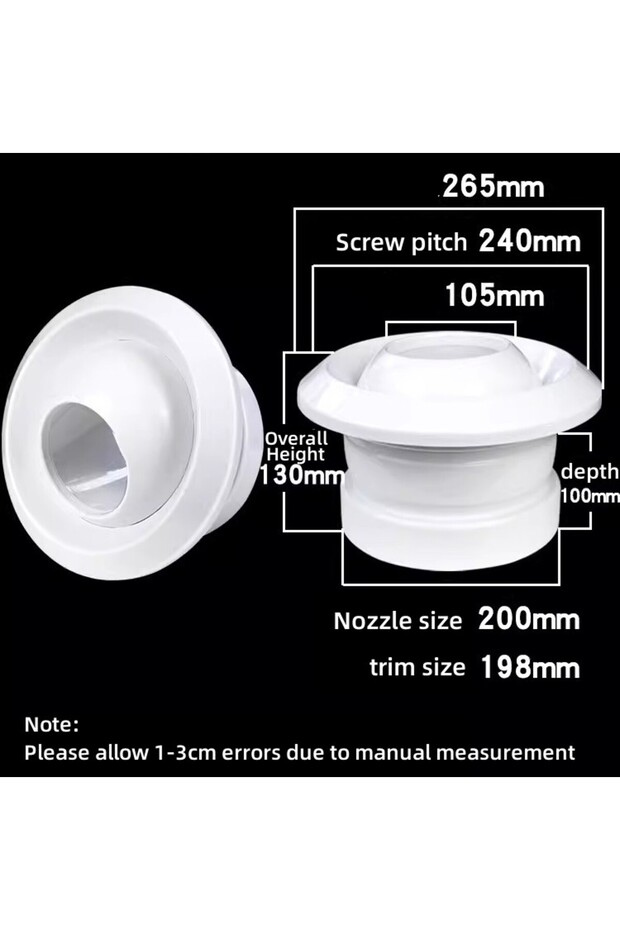 200mm ABS Circular Jet Spherical Nozzle Air Vent for Airport Station Central Ventilation Adjustable