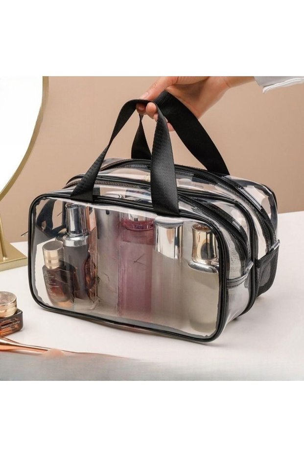 L Transparent Multifunction Transparent Cosmetic Bag Dry and Wet Separation PVC Cosmetic Storage Bag