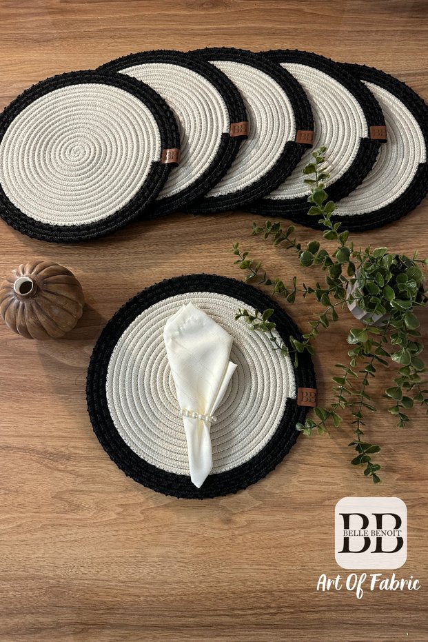 Set of 6 Handmade Jute Placemats, Bohemian Wicker American Serving Set, Decorative Table Setting, 33 Cm.