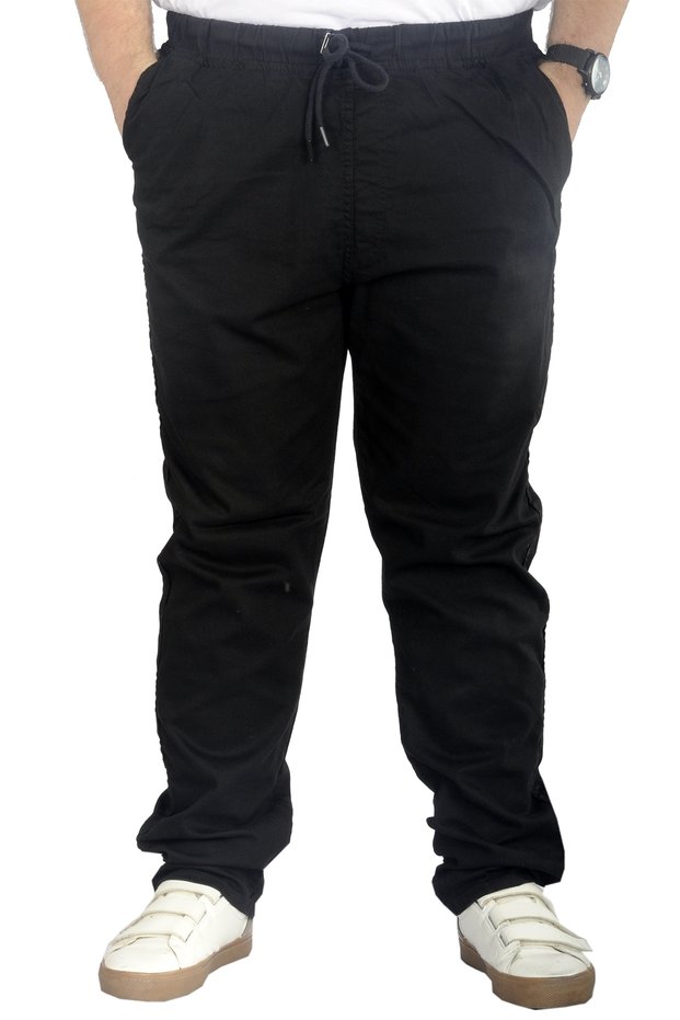 Mode XL Large Size Trousers Linen Jogger Milano 21913 Black
