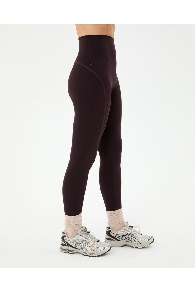 Women's Plum Dark Purple Stitching Detail Motion Leggings - Recycled, High Waist