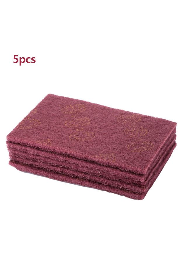 Red 5Pcs Abrasive Hand Scouring Pad Abrasive Sponge Scourer Pads Polishing Cleaning Tools Square Nyl