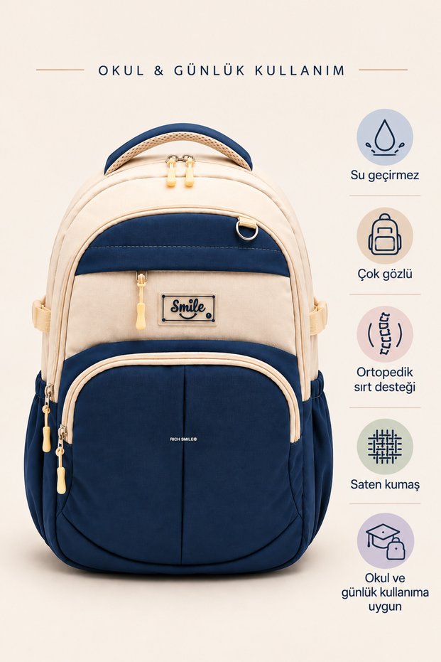 Multi-Compartment Orthopedic Back Support Lined Waterproof Satin Fabric Korean Laptop Compartment School Bag for Girls and Boys for Primary Middle High School College