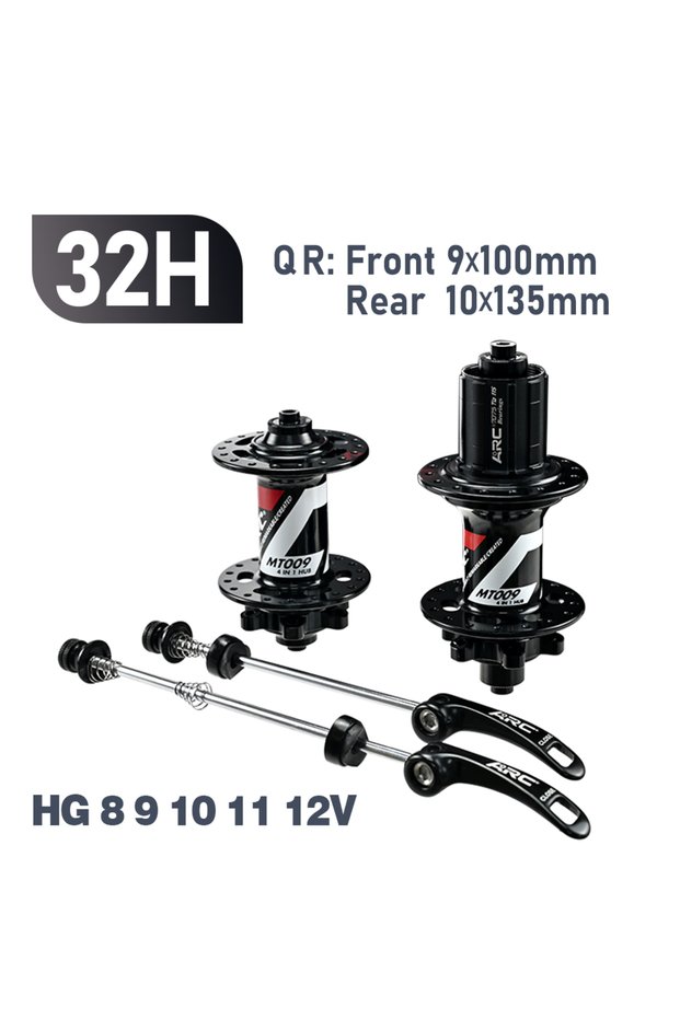 32H QR Black HG ARC 6 Pawls Hub MT009 MTB Hub Front 9x100 Rear 10x135mm 6 Bolt Disc Brake Bike Bicyc