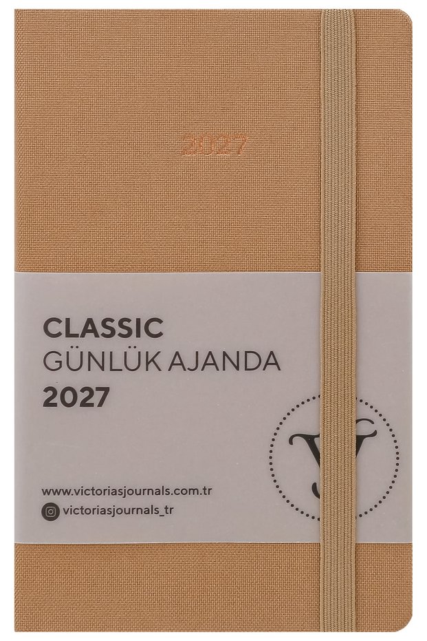 Classic 2027 Daily Agenda – Linen Hard Cover, 9X14 Cm, Elastic, Pocketed – Earth