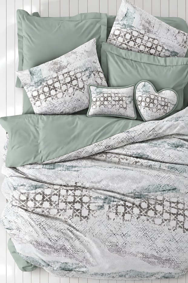 Elastic Sheet Duvet Cover Set for Single Bed Terracota Çağla