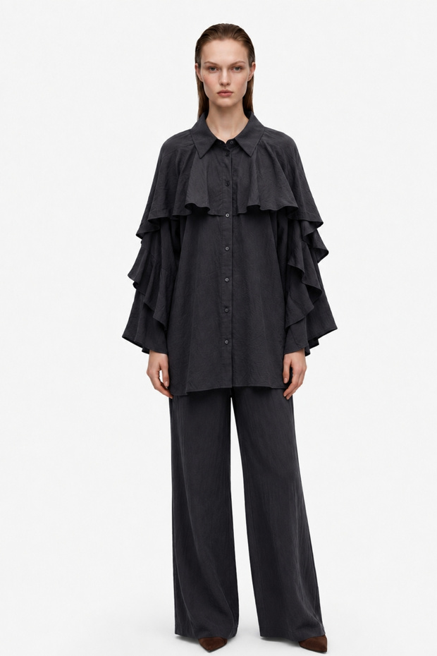 Volan Sleeved Shirt and Palazzo Set