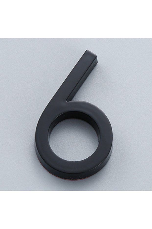 6 1 Pc Number Sticker W/Adhesive 60mm Glossy 3D Door Plate Number Sign Black For Outdoor Household H