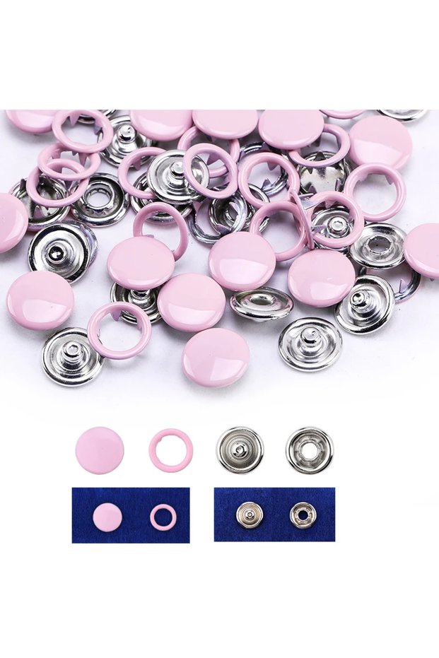 Pink snap set 20set Wholesale Sets Snap Fasteners Buttons Without Tool, Hollow Metal Snap Buttons Ac