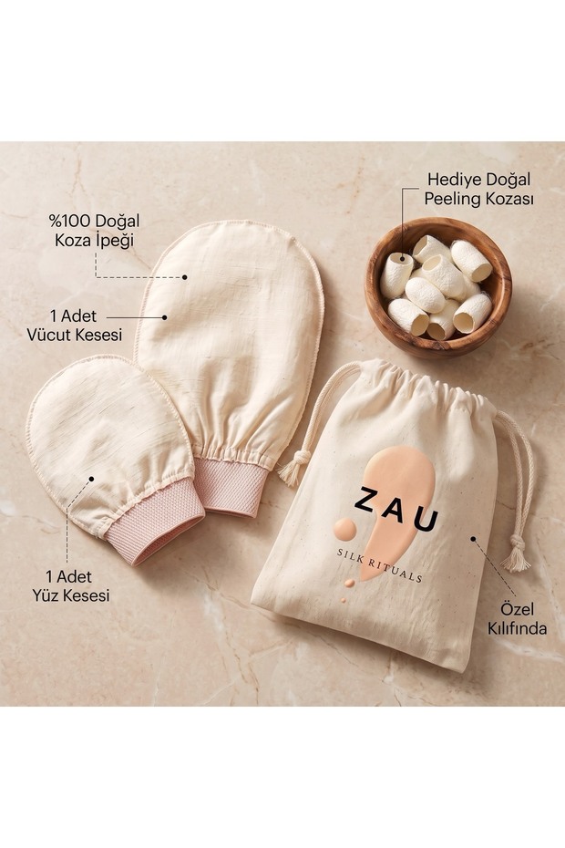 100% Natural Cocoon Silk Scrub Set – Face and Body Scrub Set of 2 + Pure Silk Exfoliating Cocoon as a Gift