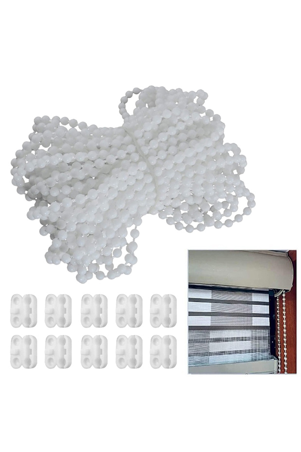 White 10 Meter Curtain Beaded Chain White Roller Blinds Pull Cord Curtain Chain For Blinds Spare Too