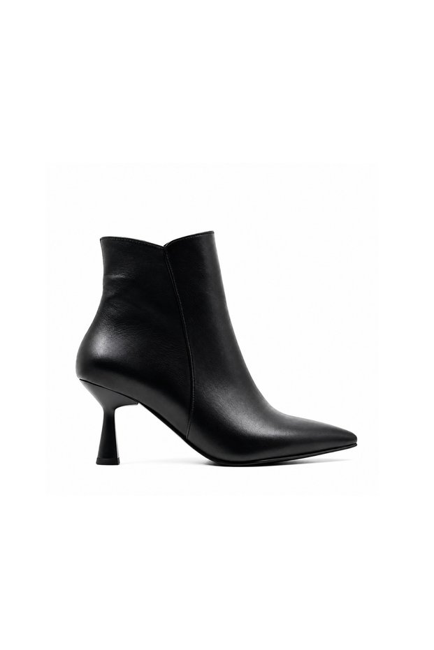 Black Genuine Leather Thin Heeled Women's Boots