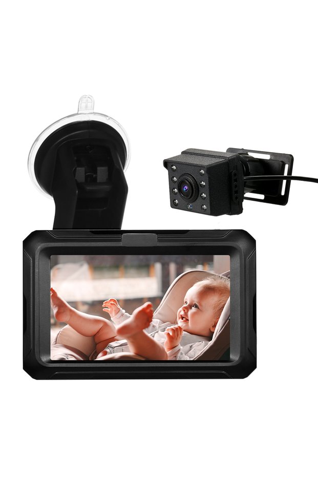 black Baby Car Mirror1080P Baby Monitor with Camera Baby Car Mirror with 4.3'' IPS Screen Night Visi