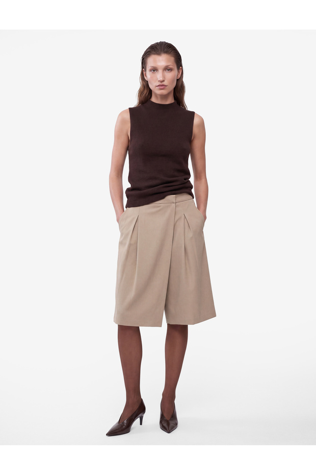 High Collar Viscose Blended Sleeveless Knitwear Undershirt