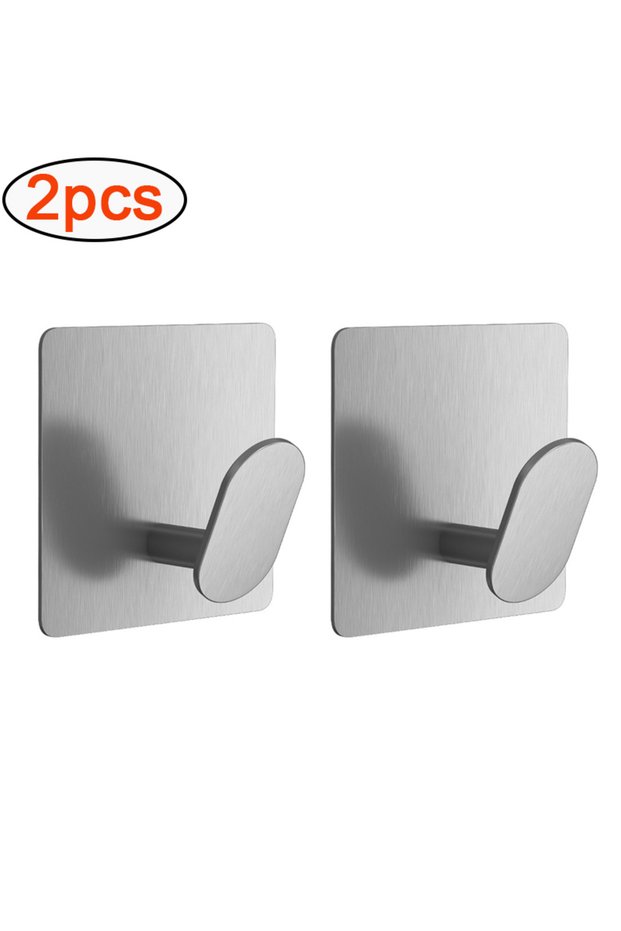 Sliver-2pcs 4/1pcs Stainless Steel Bathroom Robe Hooks Adhesive Wall Hook Towel holder Bathroom Kitc