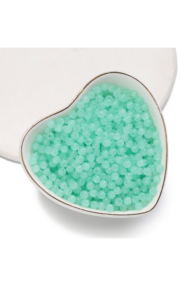 100pcs Cyan 50/100pcs 4mm Colored Glass Imitation Jade Round Beads Spacer Beads for DIY Earrings Nec