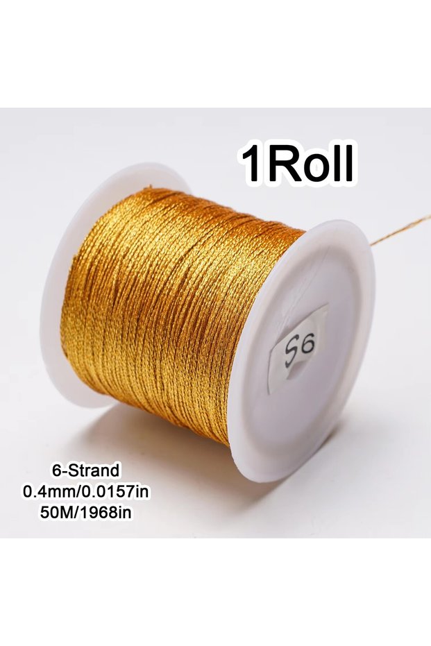 0.4mm 50m 1 Roll Gold/Silver Thread Macrame Cord Rope Bracelet Necklace Braided String For DIY Jewel