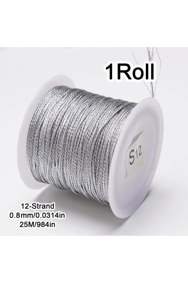 0.8mm 25m 1 Roll Gold/Silver Thread Macrame Cord Rope Bracelet Necklace Braided String For DIY Jewel