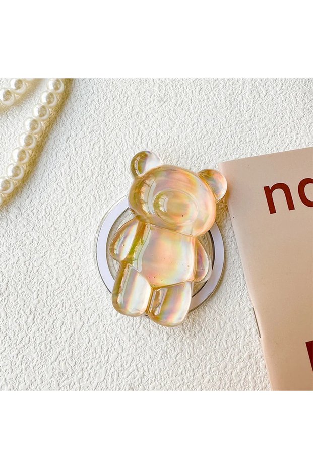 Orange Cartoon Cute Laser Bear Magnetic Phone Grip Holder Socket Pocket Support for Magsafe IPhone M
