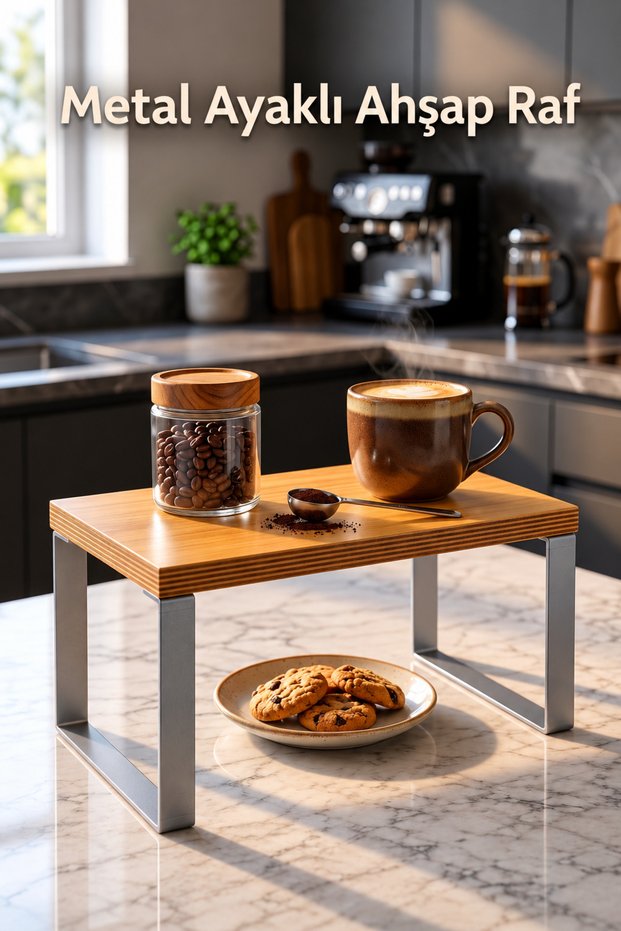 Wooden Cabinet Organizer Shelf, Metal-Leg Kitchen Bathroom Countertop Organizer