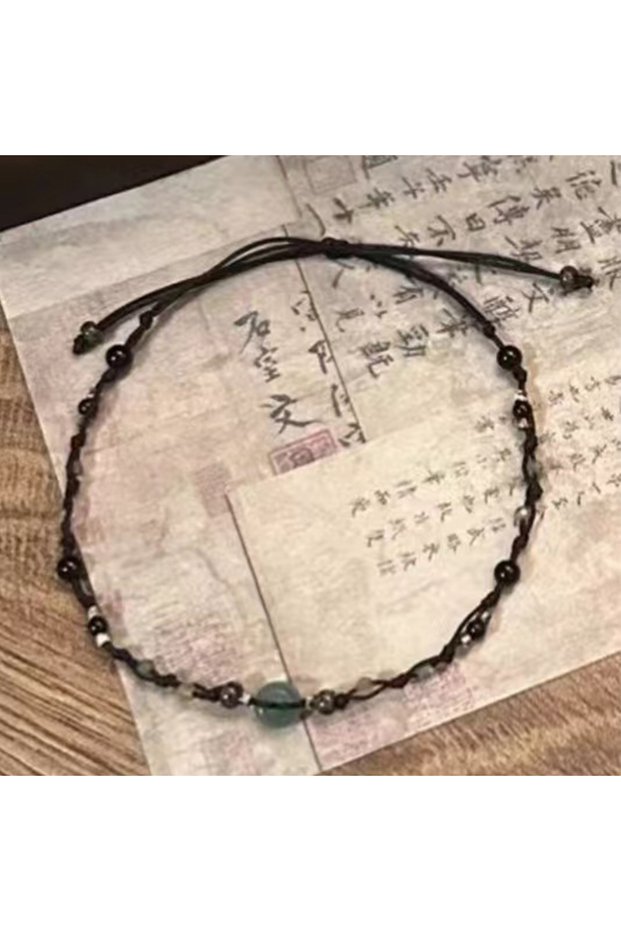 Black Retro Chinese Style Adjustable Handmade Braid String Bracelet For Women Men Fashion Beaded Bra