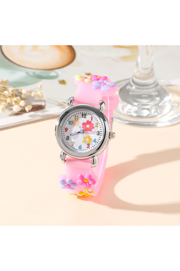 Pink Adorable Kids' Cartoon Watch Set - Wrist Watches with Colorful Designs and Easy-to-Read Face -