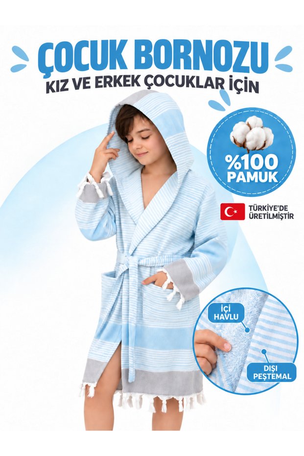 Mira Children's Towel Peshtemal Bathrobe Unisex - 100% Cotton