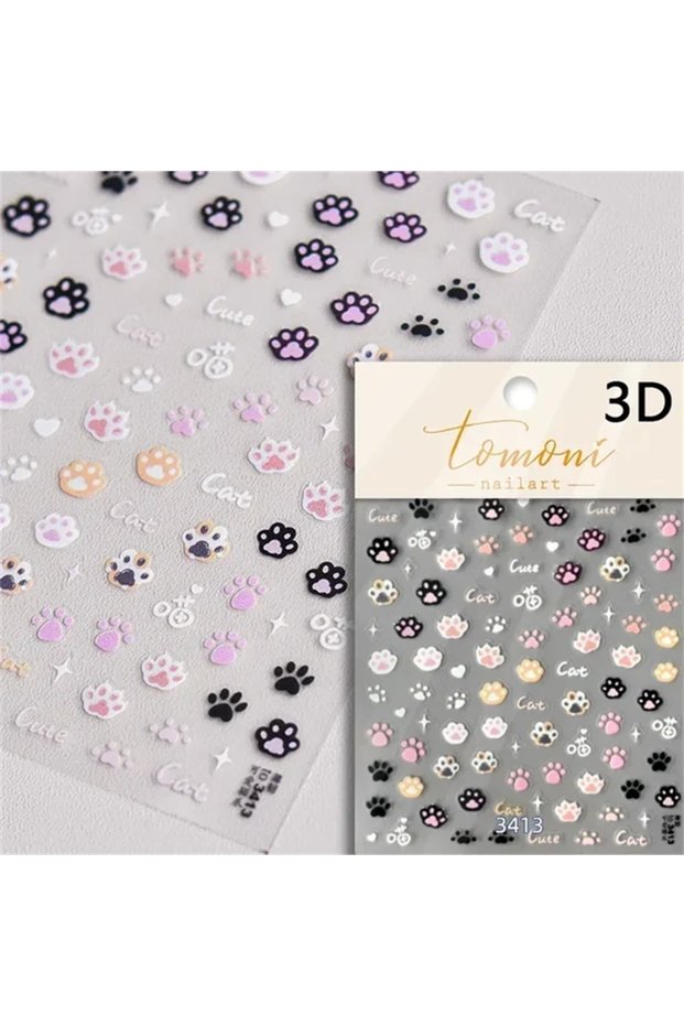 1pcs to3413 Cute Jelly Pink Cat Paw Print Lovely Kitty Puppy Dog Cartoon 5D Embossed Relief Self Adh