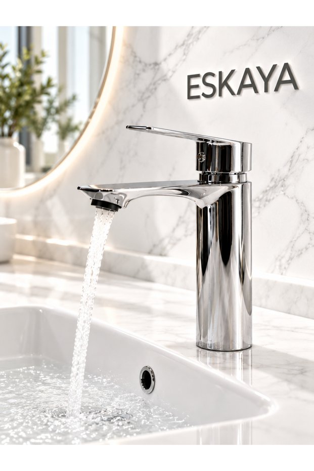 Eskaya Chrome Fixed Hot Cold Fixed Body Bathroom Sink Faucet Chrome Series