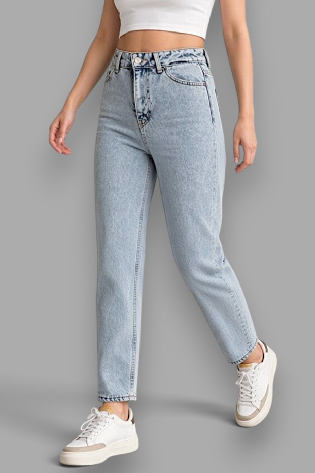 Women's Mom Boyfriend High Waist Boyfriend Cut Lycra Jeans