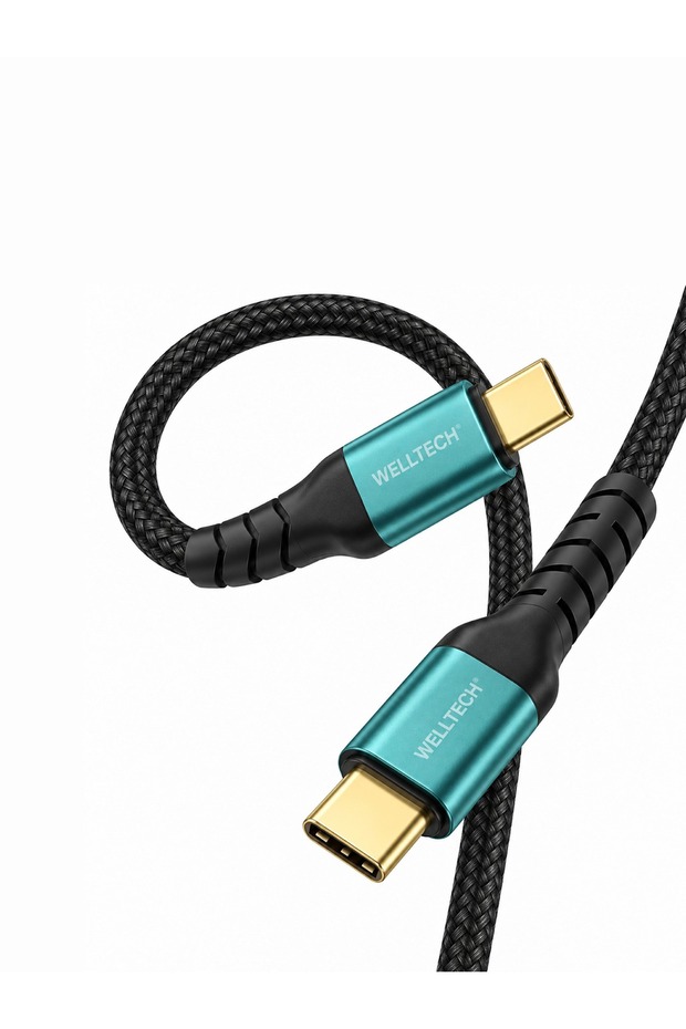 WELLTECH STAR80 USB-C to USB-C Data Cable, Nylon Braided Fast Charging and Data Transfer Cable for Compatible Smartphones, Tablets and USB-C Devices