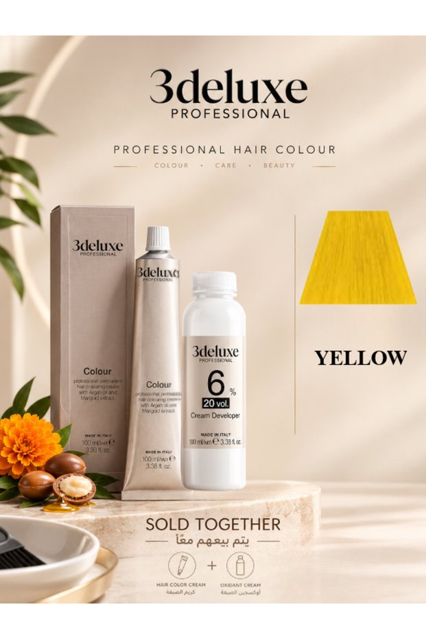 Hair Color Cream & Cream Developer 20 vol.(6%) – 100 ml Each Yellow