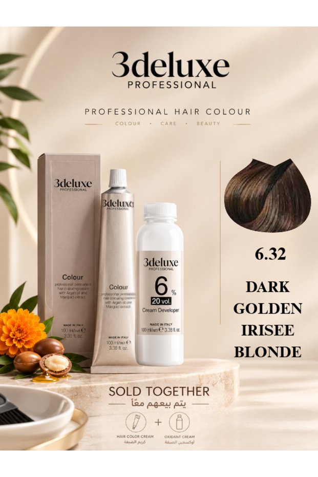 Hair Color Cream & Cream Developer 20 vol.(6%) β 100 ml Each Dark Golden Irisee Blonde 6.32