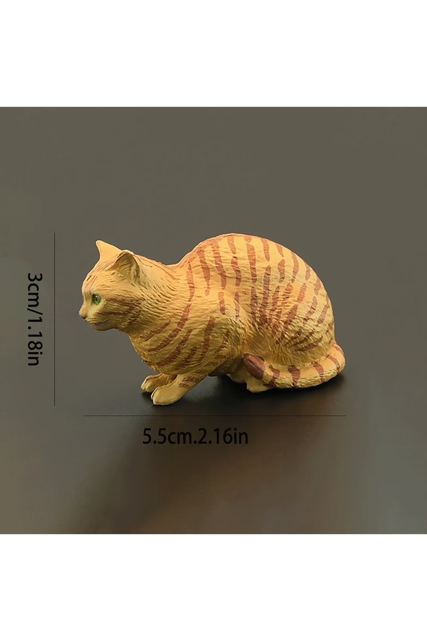 2Pcs 1/2Pcs Charming Orange Cat Figurine - Lifelike PVC Miniature Perfect for Desktop Decor & Party