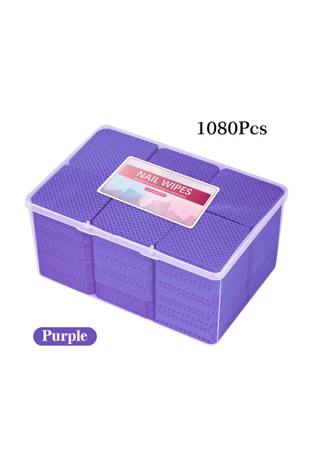 1080pcs Purple Lint-Free Nail Polish Remover Cotton Wipes UV Gel Tips Remover Cleaner Paper Pad Nail
