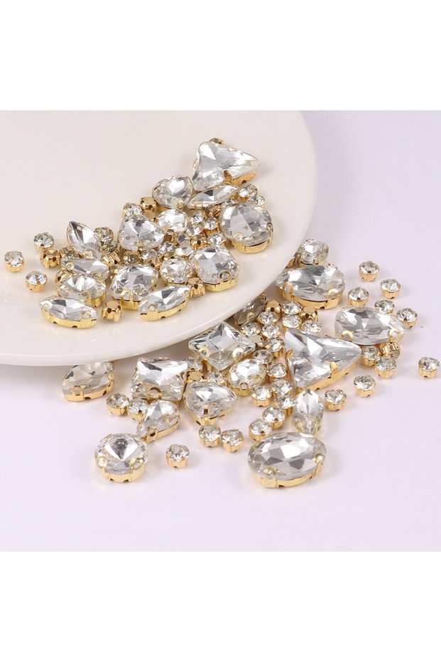 crystal Sew On Rhinestones, Choupee 130PCS Sew On Glass Rhinestone Metal Back Prong Setting Sewing C