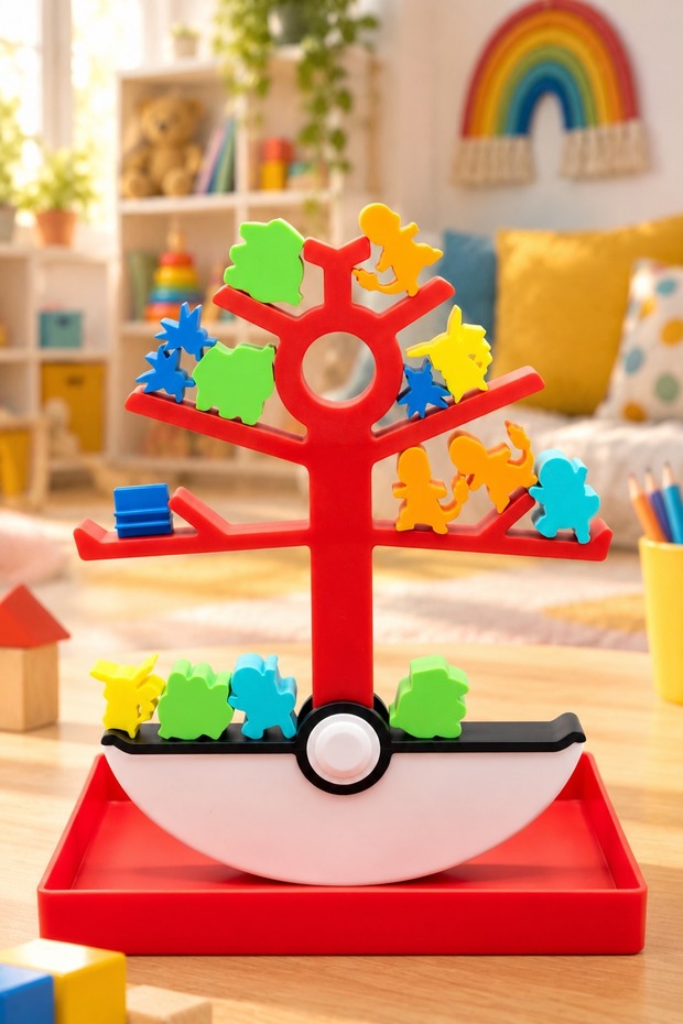 3D Printing Balance Tree Game Balancing Skill Game with Colorful Figures