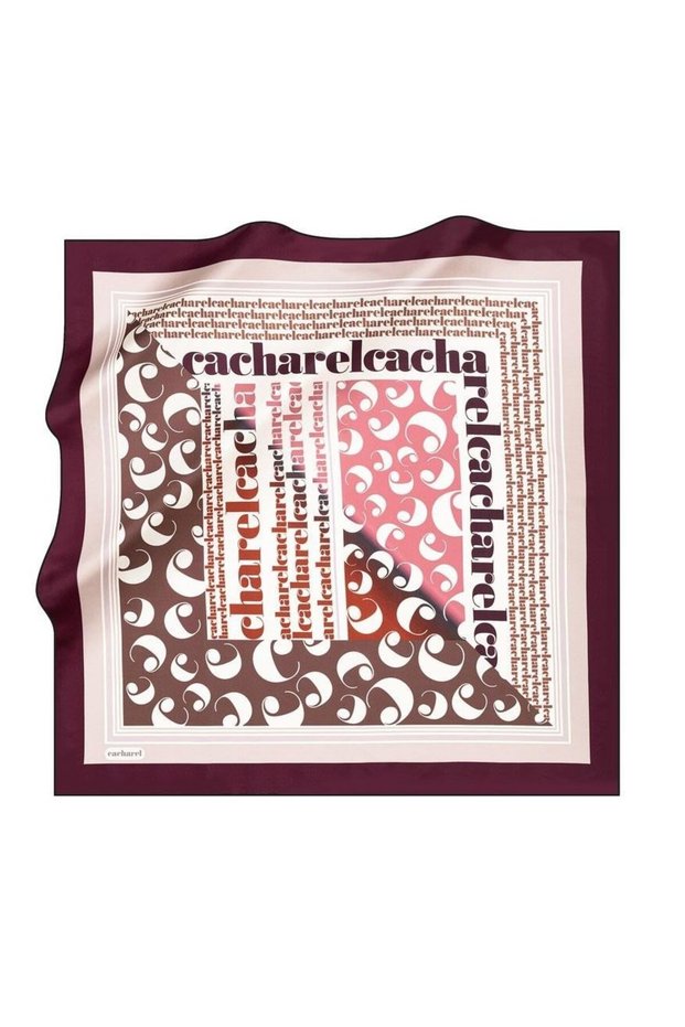 Pure Tivil Silk Scarf 8387313 -913 Plum Slogan Pattern